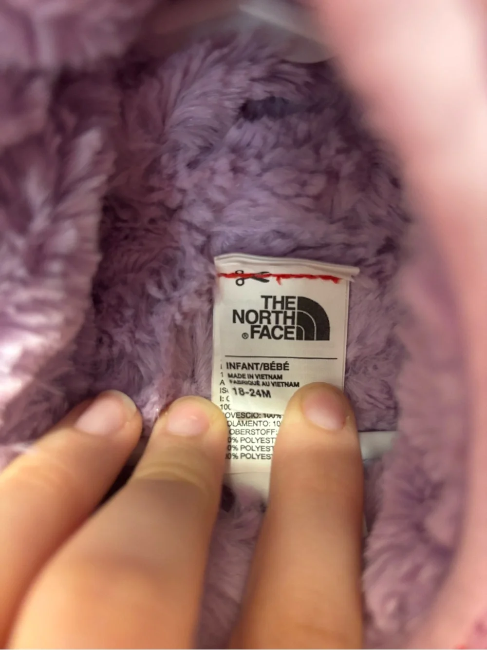The North Face Girls' Pink & Purple Patterned Hooded Puffer Jacket